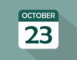 23 day calendar icon for october. Vector for october month and week day on light background