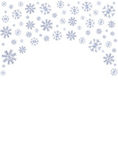 Snowflake arch Winter background template Different size snowflakes on white background Holiday vector illustration Isolated Vertical design element