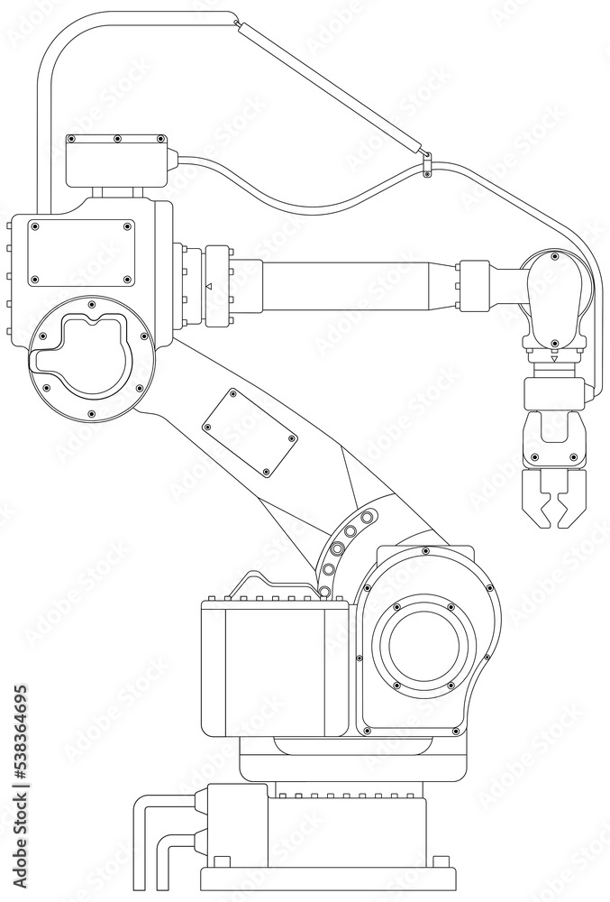 Poster Handling robot in drawing and design isolated 