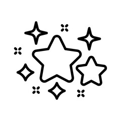 Stars line icon. Review, feedback, rating, flicker star, shimmer, shine, comet, shooting star, tail, universe, space. Dream concept. White background. Vector line icon for Business