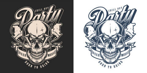 Beer party monochrome vintage flyer