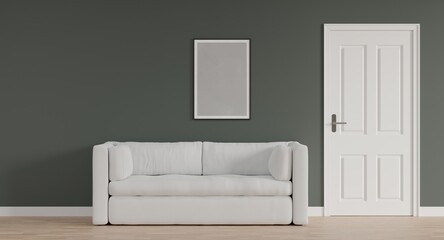 Picture frame with sofa and door