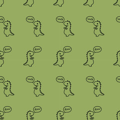 Seamless pattern with cute dinos