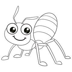 coloring pages or books for kids. cute ant cartoon. black and white