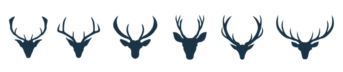 Deer head With Big horn illustration vector, Deer Logo, Deer icon