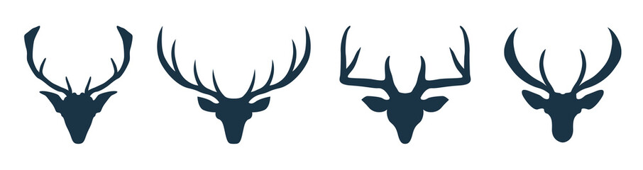 Deer head With Big horn illustration vector, Deer Logo, Deer icon