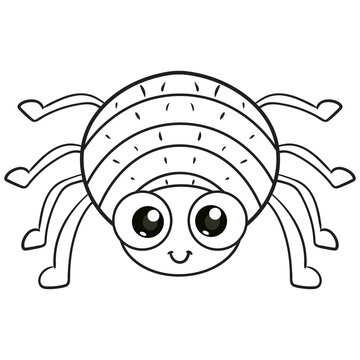 coloring pages or books for kids. cute spider cartoon. black and white