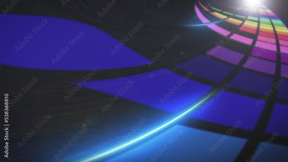 Poster colorful neon tunnel moving geometric background abstract glow. seamless loop animation background