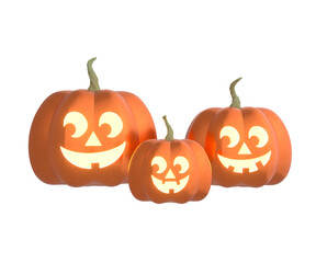 Halloween pumpkin illustration design. 3d elements with transparent background.