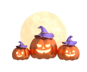 Halloween pumpkin illustration design. 3d elements with transparent background.