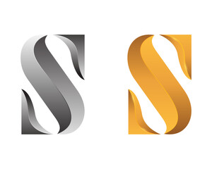 Fototapeta premium Alphabet S letter Abstract initial logo. Golden and Silver Color S letter logo design template