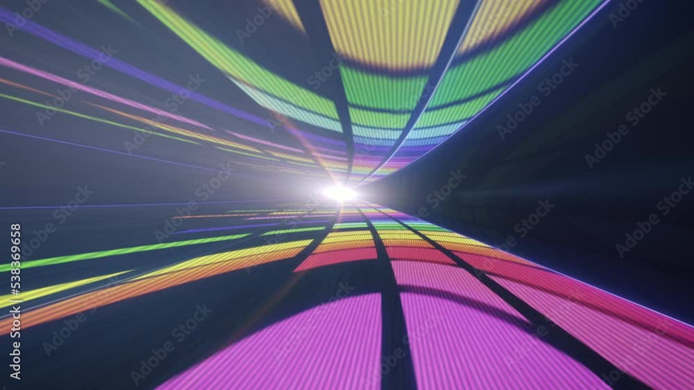 Poster digital flight through equalizer tunnel. seamless loop animation background 9x16 vertical