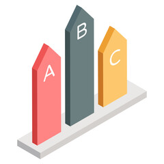A colored design icon of abc chart 
