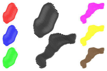 Roque del Este and Roque del Oeste island (Kingdom of Spain, Canary Islands) map vector illustration, scribble sketch map