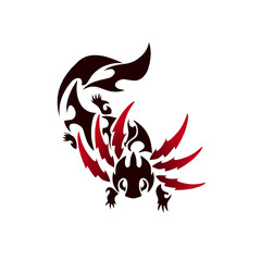 Vector tribal art tattoo axolotl