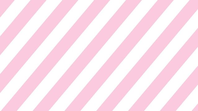 ピンク色と白色のストライプ背景が横に移動する動画
