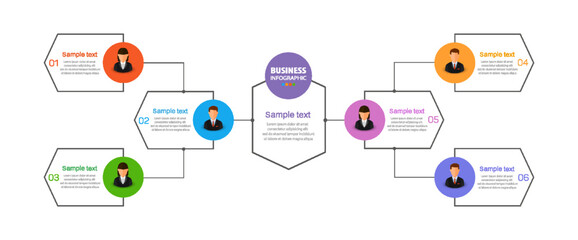 Infographic design business template with 6 options, steps or processes. Can be used for workflow layout, diagram, annual report, web design.  Vector eps 10 
