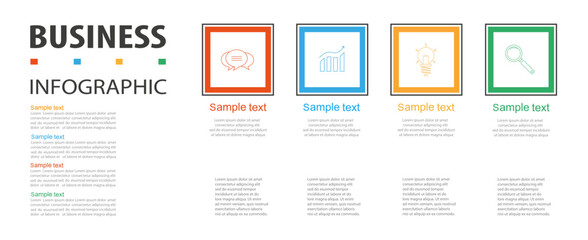 Infographic template with 4 options, workflow, process chart. Can be used for workflow layout, diagram, annual report, web design, steps or processes 