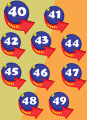 Discount sticker Template from 40 to 49, only. Vector template design, Sale, price tag illustration.