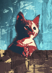 Cat popart design portrait
