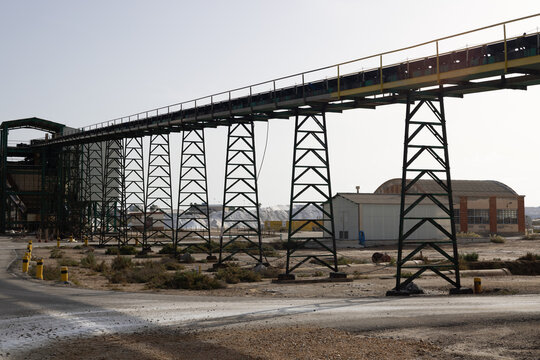 Sea Salt Mining Machinery And Conveyer Belts From Las Salinas De Torrevieja, The Pink Lake Of Torrevieja