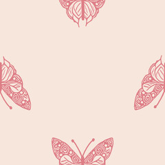 Retro butterfly seamless pattern. 70s style ecological insect garden wildlife wallpaper. Earthy decorative lepidoptera tile.  © Limolida Studio