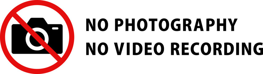 Simple no photography sign, English message