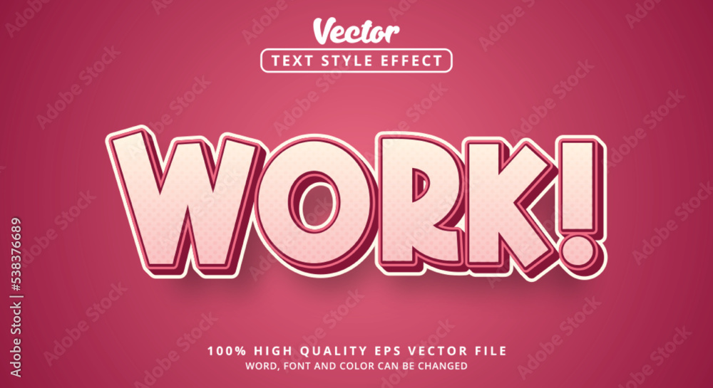 Poster editable text effect, work text with color pink modern and stylish