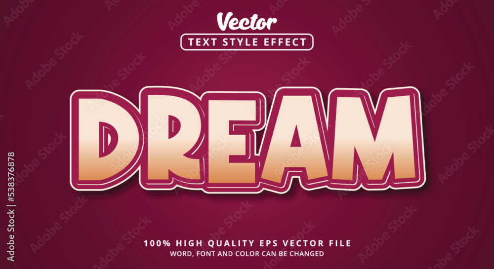 Poster editable text effect , text dream with combination color and modern style
