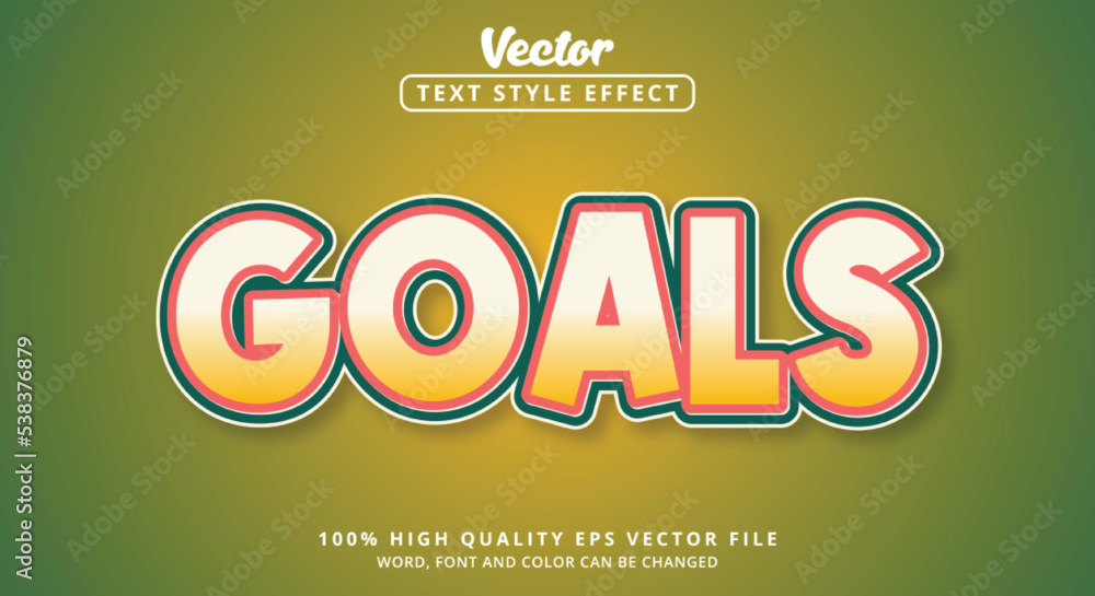 Poster editable text effect, goals text with colorful style