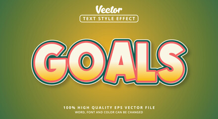Editable text effect, Goals text with colorful style