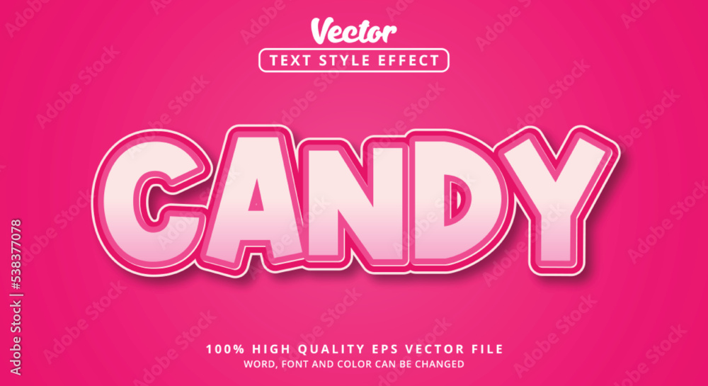 Poster editable text effect, candy text with color pink and modern style