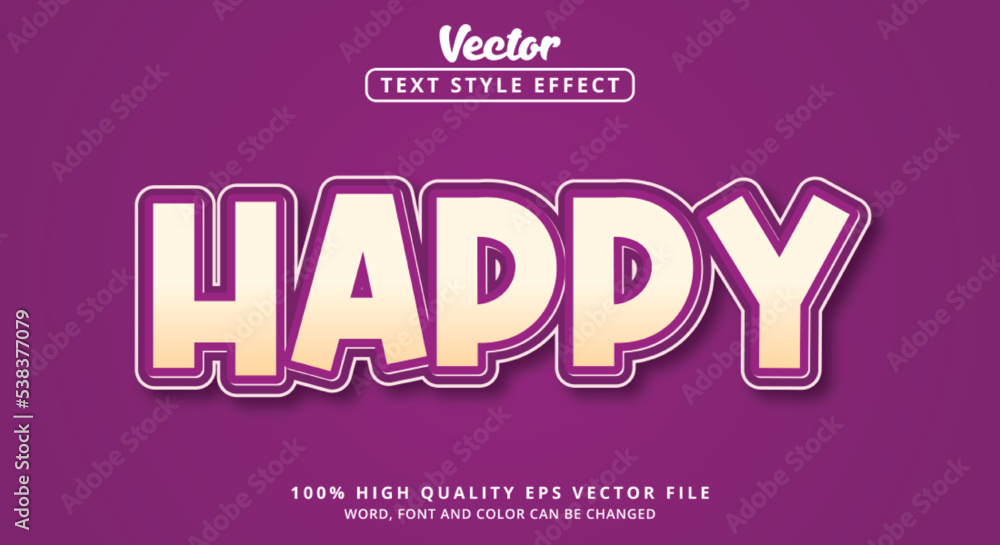 Poster editable text effect, happy text with layered style