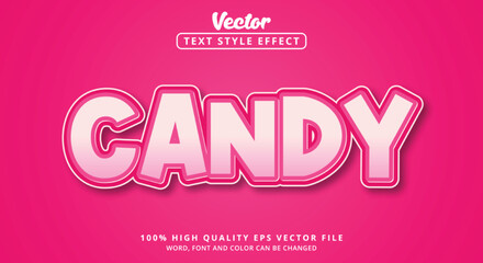 Editable text effect, Candy text with color pink and modern style
