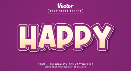 Editable text effect, Happy text with layered style