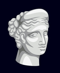 Art object statue. Bust of young male or female era of Romans or Greeks. Creativity and art. Poster or banner for website. Architecture, history and culture. Cartoon flat vector illustration