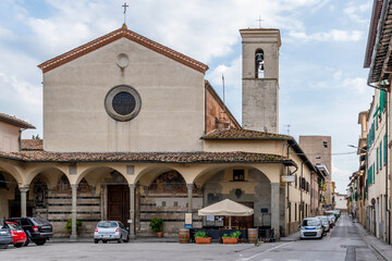 Fototapeta premium Convent and church of San Francesco in the historic center of Figline Valdarno, Florence, Italy