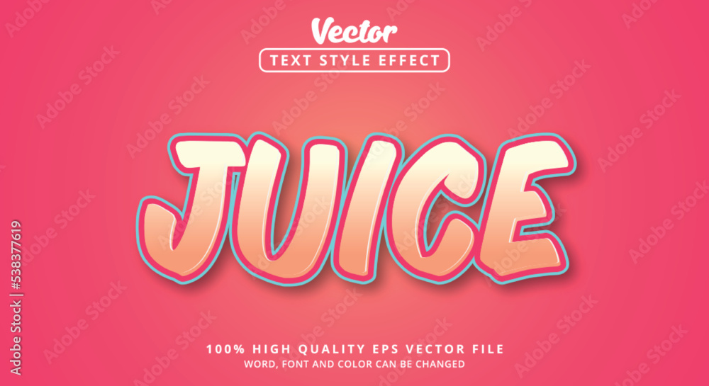 Poster Editable text effect, Juice text with colorful style and layered style