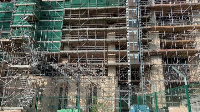 Scaffolding on York Minster during restoration work