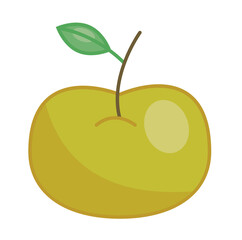 Baby apple icon. Green fruit, healthy food. Natural and fresh product. Agriculture and harvest. Vitamins and useful elements. Sticker for social media and messengers. Cartoon flat vector illustration