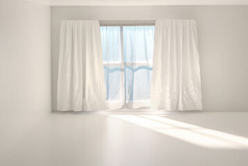 Empty white room with window