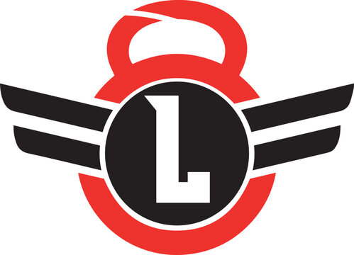 Letter L logo with kettlebell | Fitness Gym logo | vector illustration of logo design
