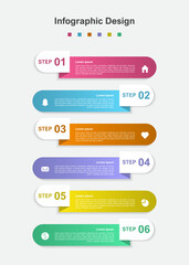 Six Steps Colorful abstract business infographic template
