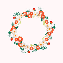 Set of vector flowers. A wonderful wreath. Elegant floral collection with isolated orange, white leaves and flowers. Design for invitations, wedding or greeting cards