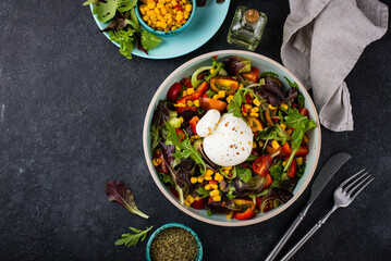Burrata cheese with vegetable salad