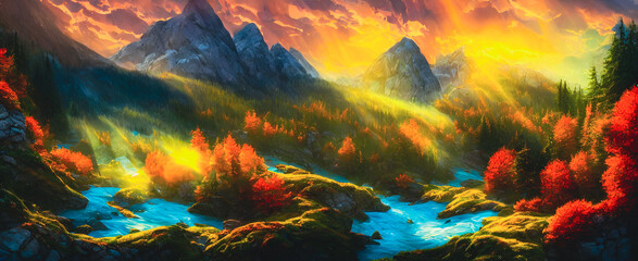 Fototapeta na wymiar Artistic concept painting of a magical forest , background illustration.