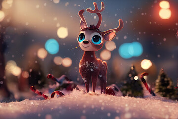 reindeer in the snow