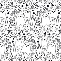 halloween seamless pattern with ghosts
