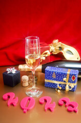 celebrate the new year with champagne and gift