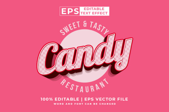 Editable text effect candy logo 3d vintage style premium vector